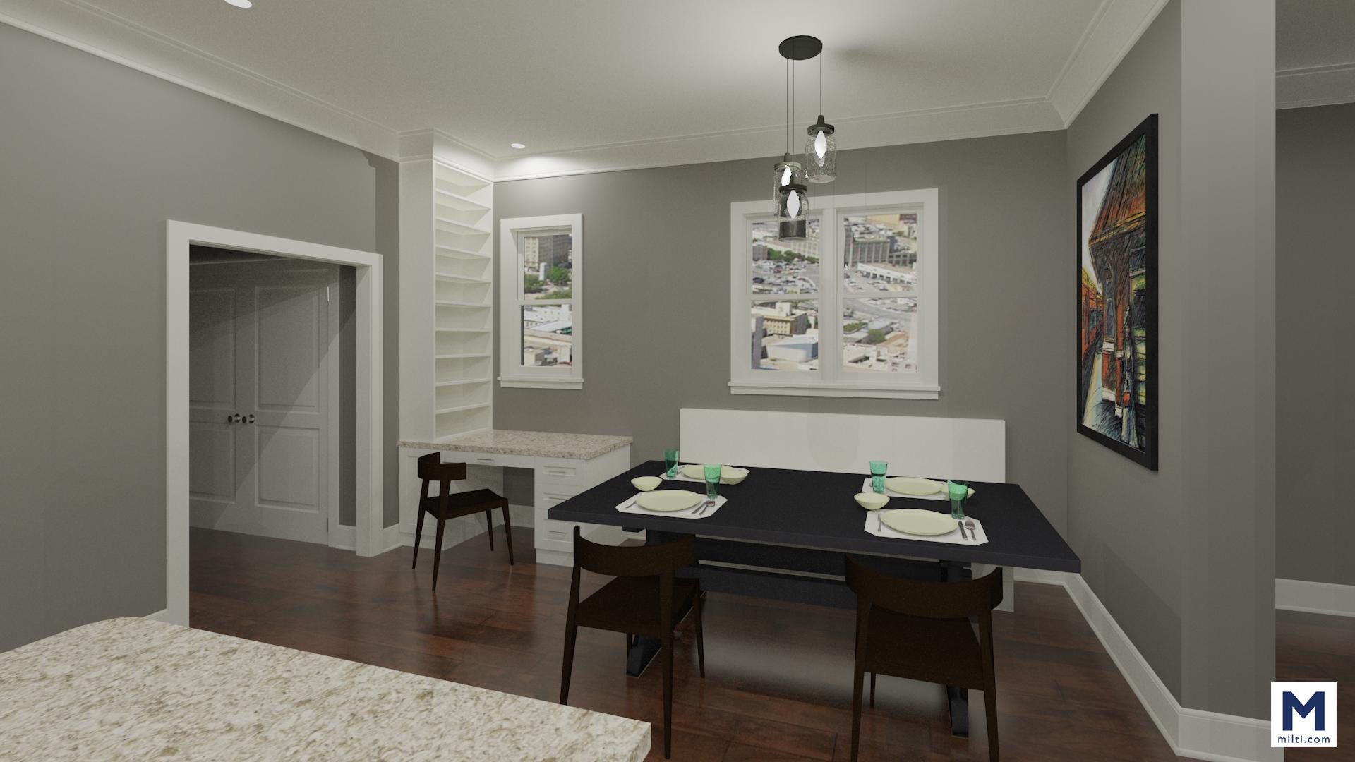 A computer rendering of the proposed kitchen desk